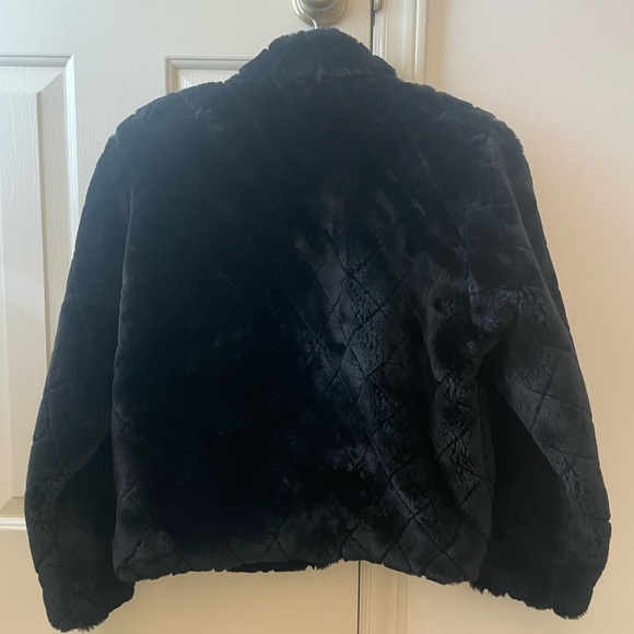 Not Fur Real by Duffel | Women’s Black Diamond Faux Fur Jacket - Picture 3 of 6